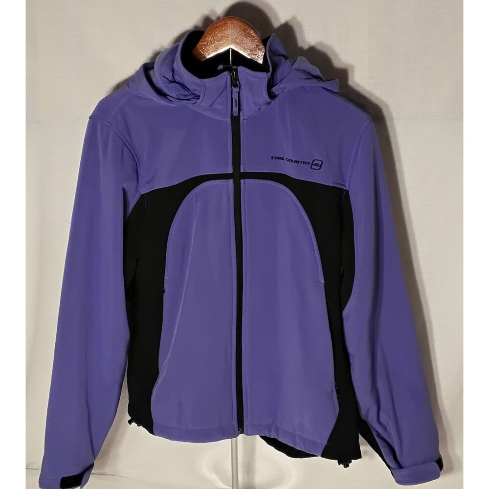 Free Country Women's Hooded Jacket Purple & Black Size Large Excellent